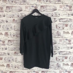 Love Fire Black Ruffled Sweatshirt Dress Size M